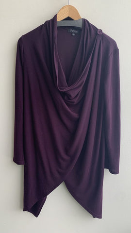 Pre-Owned Papillon Dark Purple Scoop Neck Crossover Knit Tunic - Size Large