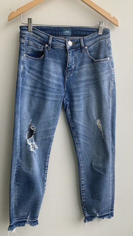 Pre-Owned Jag Mid-Blue Carter Distressed Girlfriend Jeans - Size 4