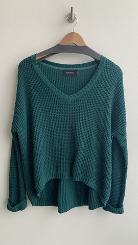 Pre-Owned Mink Pink Emerald Green V-Neck Sweater - Size Small