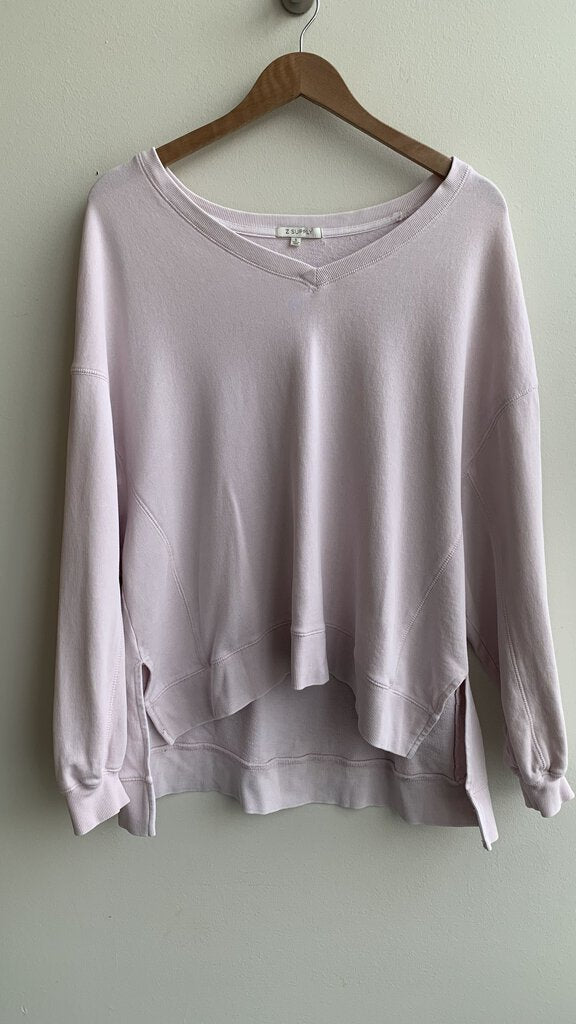 Pre-Owned Z Supply Light Pink V-Neck Side Slit Sweatshirt - Size Small