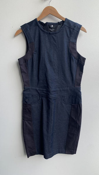 Pre-Owned G-Star Navy Denim Sleeveless Zip Back Dress (NWT)- Size Medium