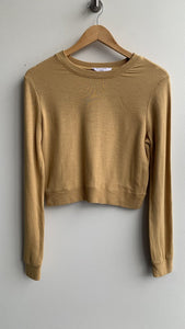 Pre-Owned Doubly Zero Mustard Long Sleeve Cropped Top - Size Small