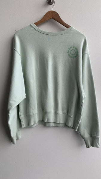 Pre-Owned Brunette the Label Mint Green 'Babes Supporting Babes' Crewneck Sweatshirt - Size L/XL