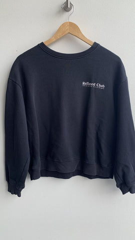 Pre-Owned Oak + Fort Black Refined Club Sweatshirt - Size Medium