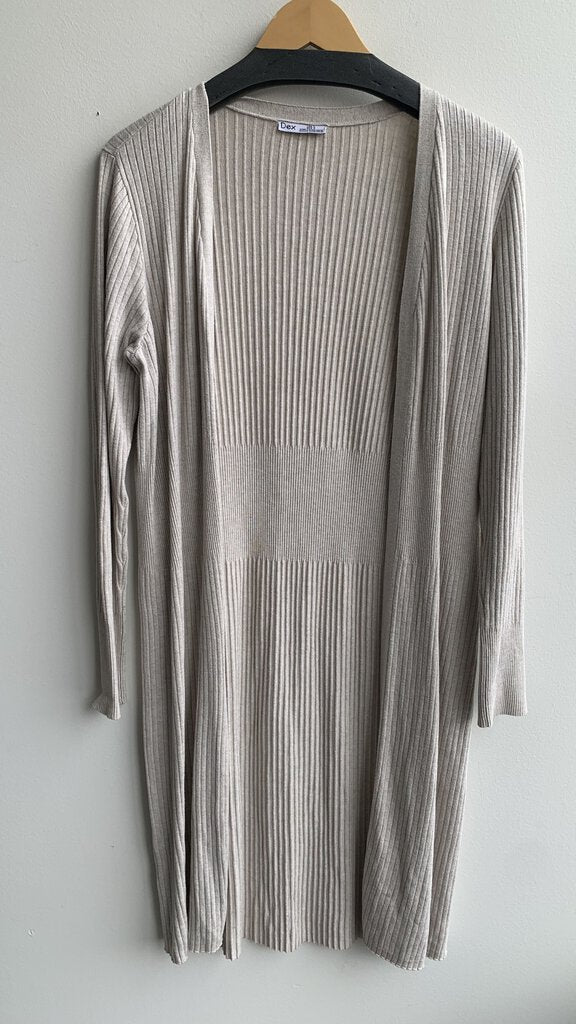 Pre-Owned Dex Taupe Ribbed Longline Cardigan - Size Large