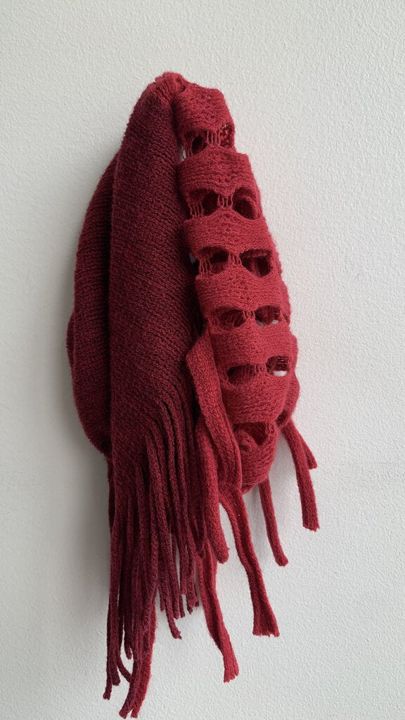 Pre-Owned Burgundy Knit Neck Tube Scarf