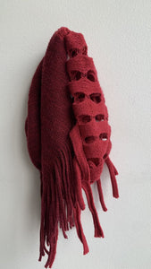 Pre-Owned Burgundy Knit Neck Tube Scarf