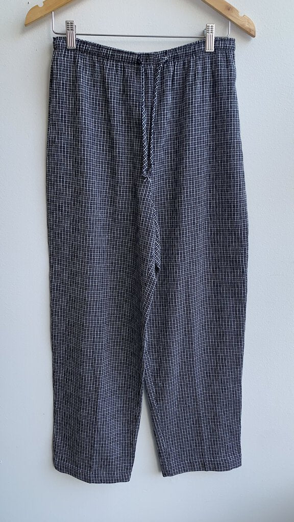 Pre-Owned Jessica Black/White Check Print Drawstring Waist Pants - Size 8