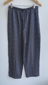 Pre-Owned Jessica Black/White Check Print Drawstring Waist Pants - Size 8