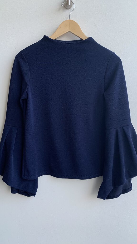 Pre-Owned Design Lab Navy Trumpet Sleeve Top - Size Small