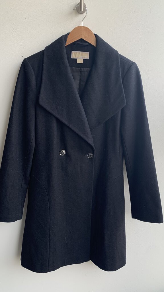 Pre-Owned Michael Kors Black Wool Double Breasted Coat - Size 8