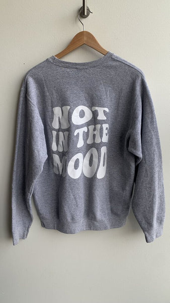 Pre-Owned ATC Grey 'Not In the Mood' Back Graphic Crewneck Sweatshirt - Size Medium