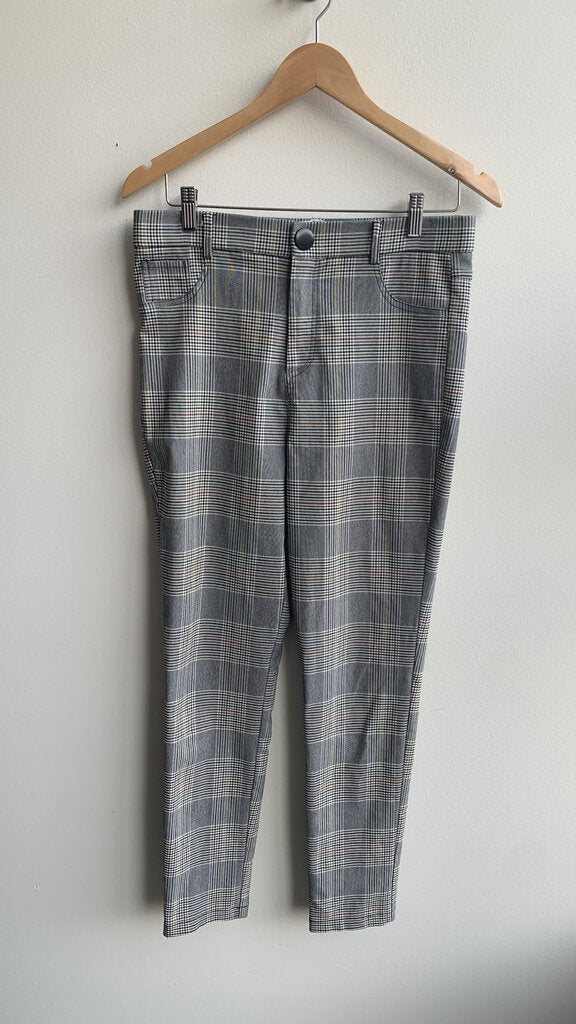 Pre-Owned Pink Martini Grey Check Print Slim Leg Pants - Size Large