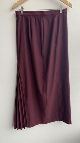 Pre-Owned Together Burgundy Back Pleat Maxi Skirt - Size 12