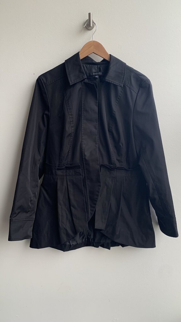 Pre-Owned Sandro Studio Black Pleated Pocket Jacket - Size Large