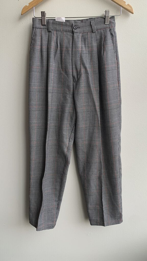 Pre-Owned VI Petites Black/White Houndstooth Print High Waisted Trousers - Size 8