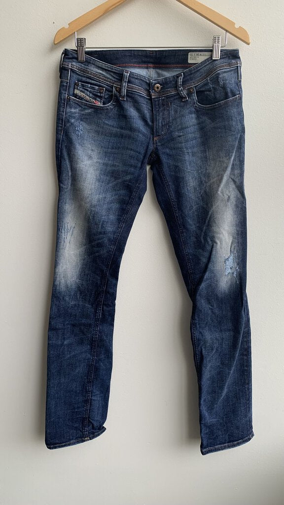 Diesel Dark Wash Slightly Distressed 'Lowky' Slim Straight Leg Jeans - Size 28