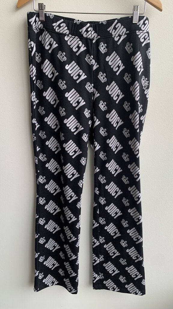 Pre-Owned Juicy Couture Black/Grey Logo Lounge Pants (NWT)- Size Large