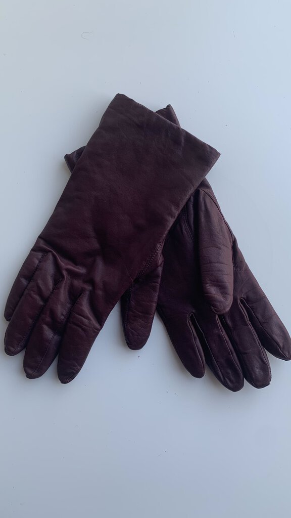 Pre-Owned Dark Brown Leather Gloves - Size 7