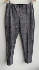 Pre-Owned Maze Collection Grey Printed Straight Leg Pleat Slacks- Size Large