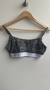 Pre-Owned Calvin Klein Grey/Black Leopard Print Bralette- Size Medium