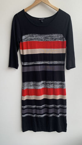 Pre-Owned Linea Domani Black Stripes Knit Dress- Size 6