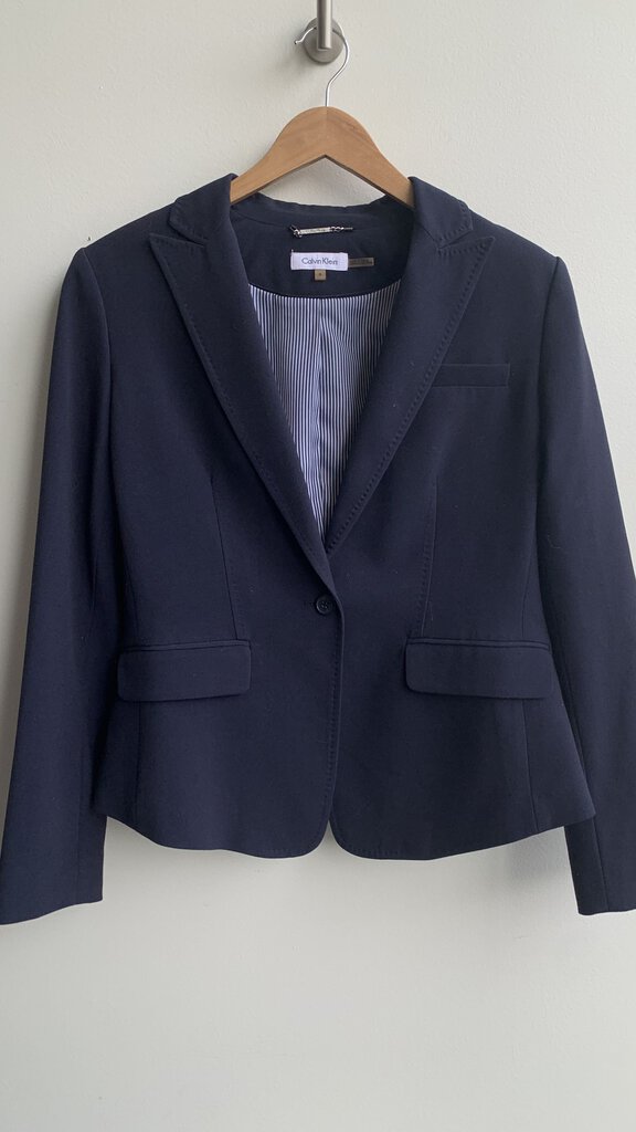 Pre-Owned Calvin Klein Navy One Button Blazer- Size 6