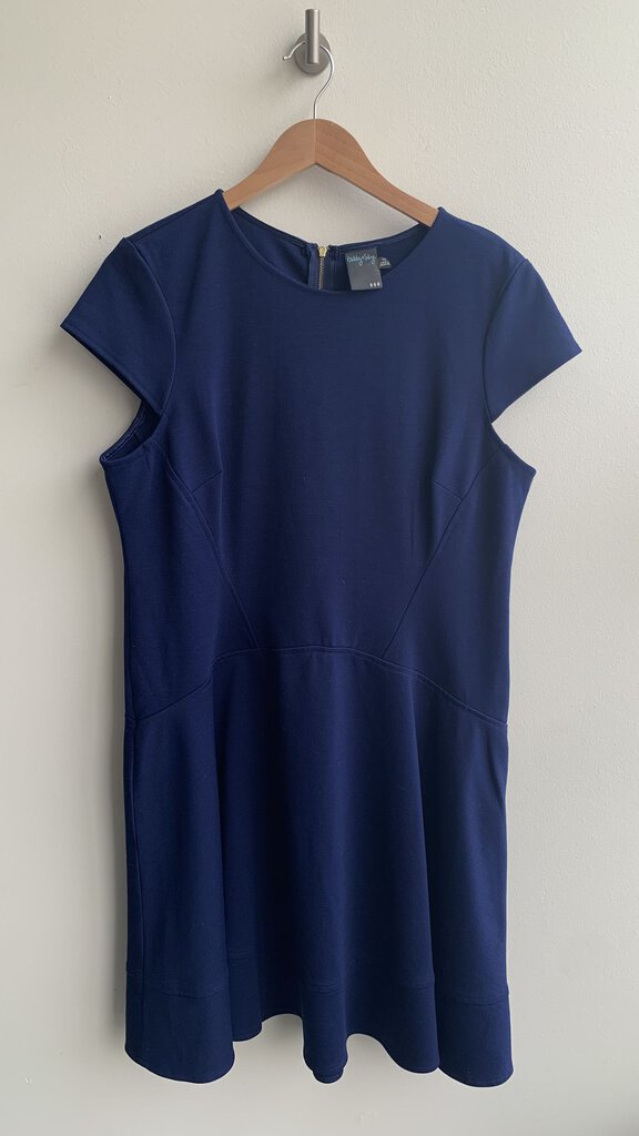 Pre-Owned Gabby Skye Navy Cap Sleeve Dress - Size 14