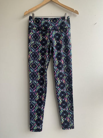 Pre-Owned Victoria Sport Navy Neon Print Athletic Leggings - Size Small