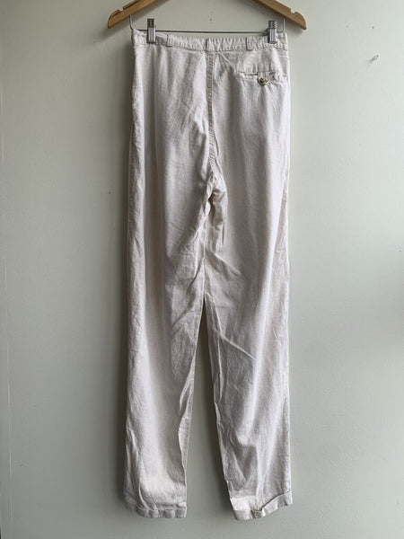 Pre-Owned Cream Sand Linen Trousers - Size Small (Estimated)