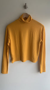 Pre-Owned Divided by H&M Warm Yellow Mock Neck Ribbed Long Sleeve- Size Small