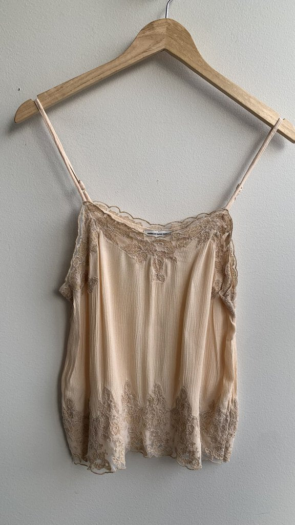 Pre-Owned American Eagle Outfitters Cream Lace Camisole- Size Small