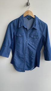 Pre-Owned Ci SOno Blue Denim Button Up Blouse- Size Medium