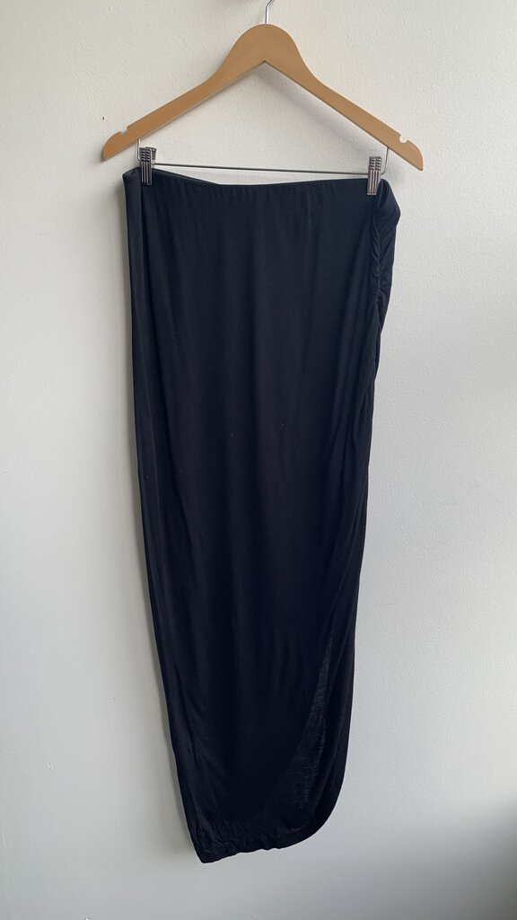 Pre-Owned Ichi Black Ruched Midi Skirt- Size Large