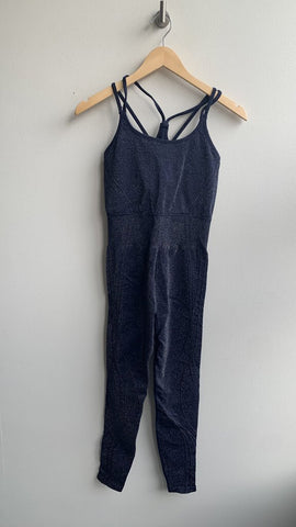 Pre-Owned Fabletics Navy Sparkle Double Strap Jumpsuit- Size Small (Estimated)