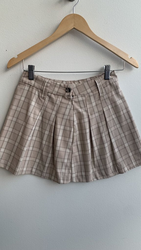 Pre-Owned Divided by H&M Cream Plaid Mini Skirt- Size X-Small