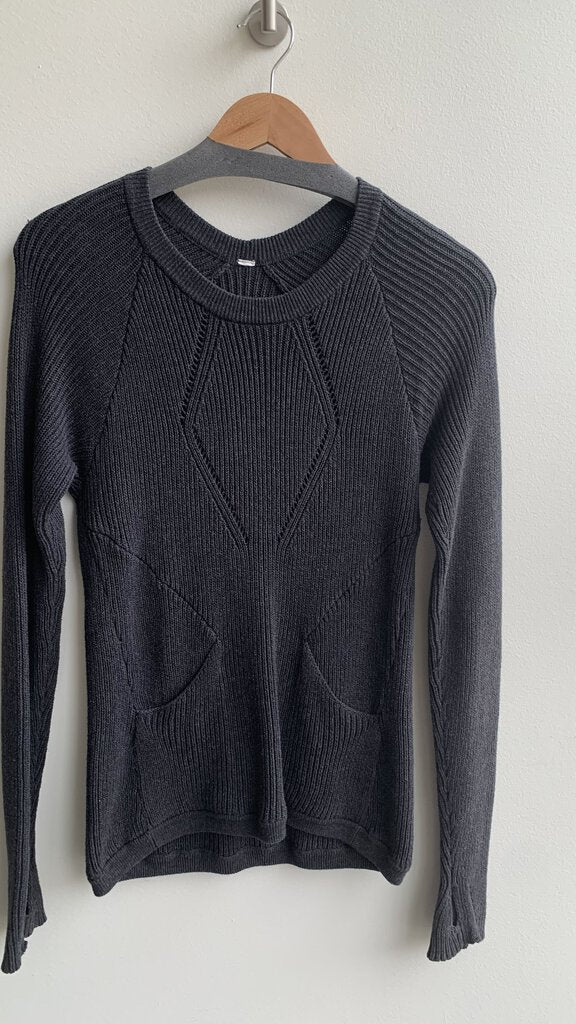 Pre-Owned Lululemon Charcoal Knit Front Pocket Sweater - Size X-Small (Estimated)