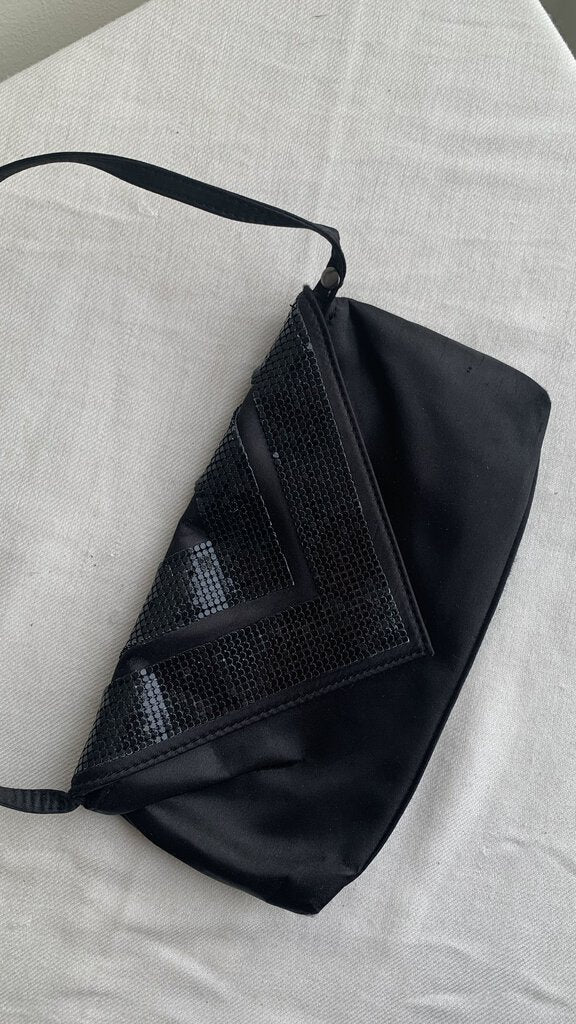 Pre-Owned Black Sequin Nylon Clutch