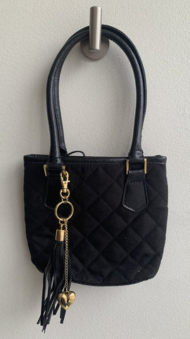 Pre-Owned Black Quilted Mini Handbag w/ Tassel Charm