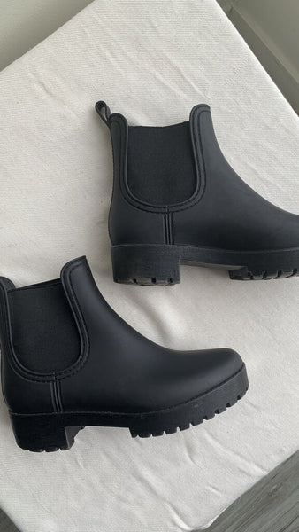 Pre-Owned Jeffery Campbell Black Chelsea Rain Boots - Size 7 (Estimated)