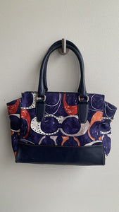 Pre-Owned Coach Blue Logo Print Handbag