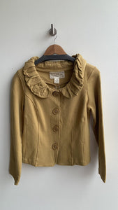 Pre-Owned Nick & Mo Mustard Rouched Collar Knit Jacket - Size Medium