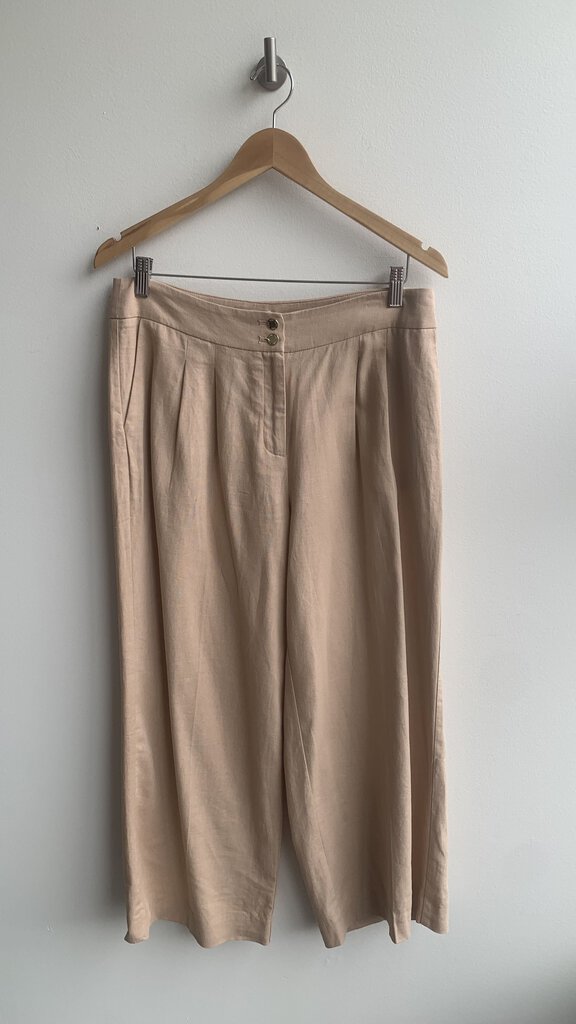 Pre-Owned Anne Klein Sand Pleated Wide Leg Pants - Size 8