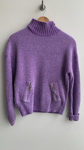 Pre-Owned Elena Wang Purple Chenielle Knit Turtle Neck- Size X-Small