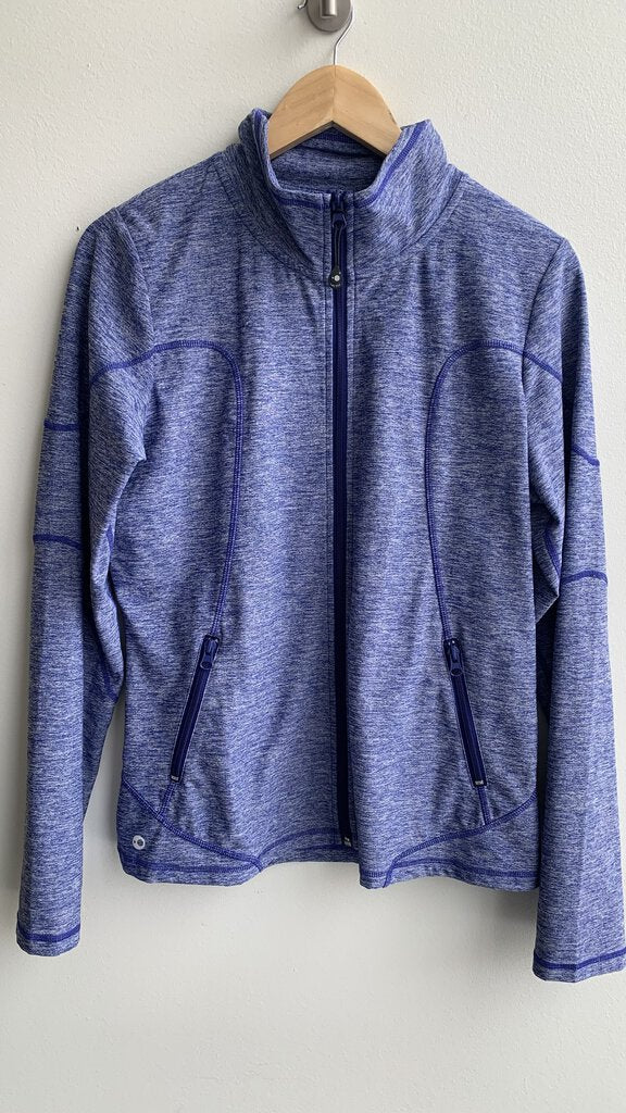 Pre-Owned Leo Star Athletica Heathered Blue Athletic Zip Sweater- Size Medium (Estimated)