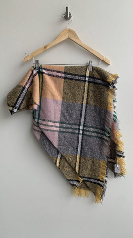 Pre-Owned Leaf by J Scarf Multi Coloured Plaid Blanket Scarf NWT