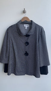 Pre-Owned Joseph Ribkoff Black/White Polka Dot Large Button Jacket - Size 14