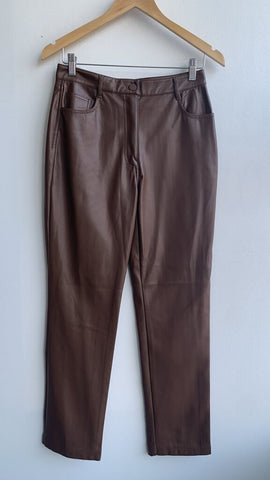 Pre-Owned Oak + Fort Brown Faux Leather Pants- Size 6