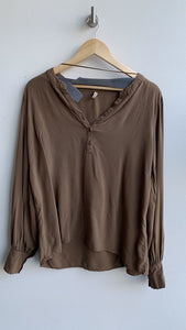 Pre-Owned Soyaconcept Brown Long Sleeve Blouse- Size X-Large