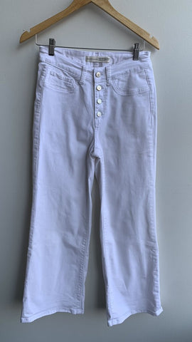 Pre-Owned Denver Hayes White Crop High Rise Wide Leg Pants- Size 6